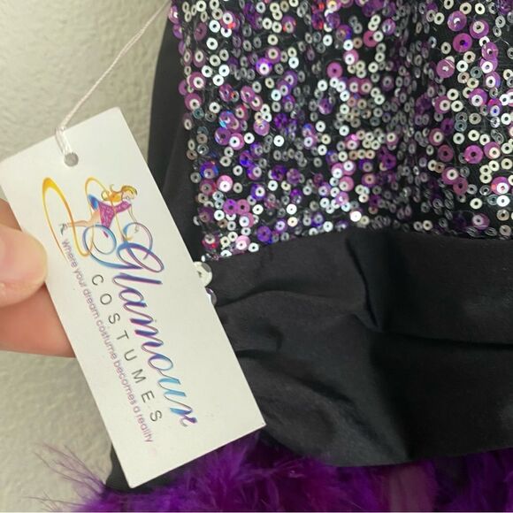 Glamour dance costume purple velvet sequin feather sassy 187 adult small SA -NEW - Picture 8 of 12